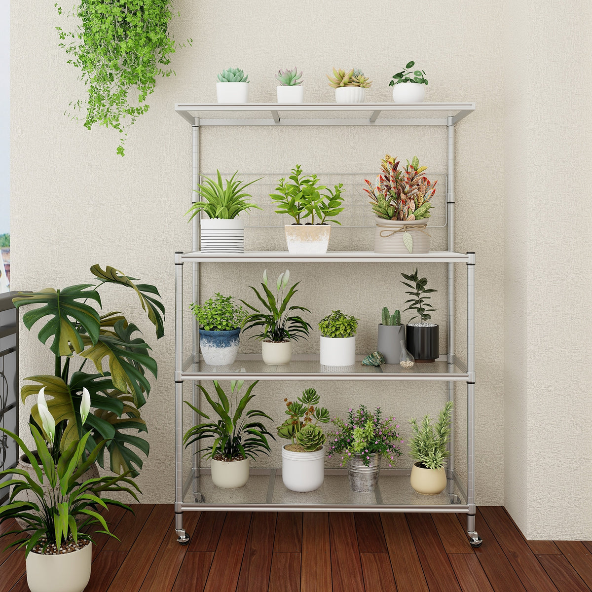 4-Tier Bakers Rack On Wheels, Adjustable Shelves, Silver Baker's Racks at Gallery Canada