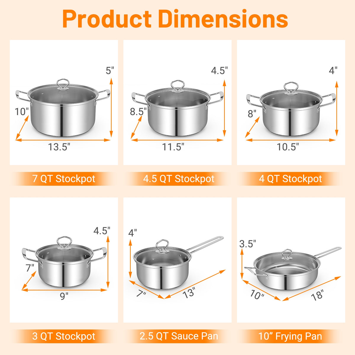 12 Piece Pots And Pans Set, Tempered Glass Lids, Silver Cookware & Bakeware at Gallery Canada
