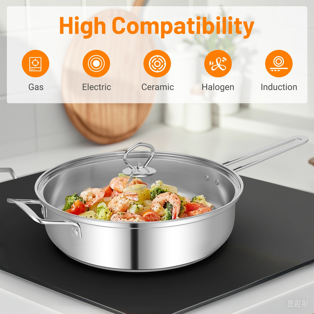 12 Piece Pots And Pans Set, Tempered Glass Lids, Silver Cookware & Bakeware at Gallery Canada