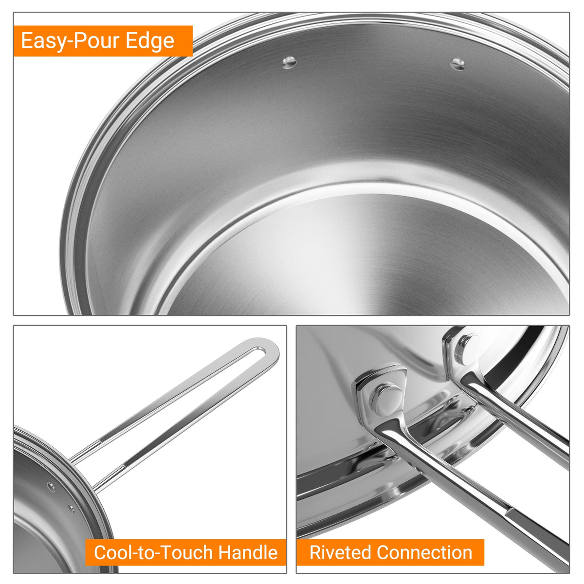 12 Piece Pots And Pans Set, Tempered Glass Lids, Silver Cookware & Bakeware at Gallery Canada