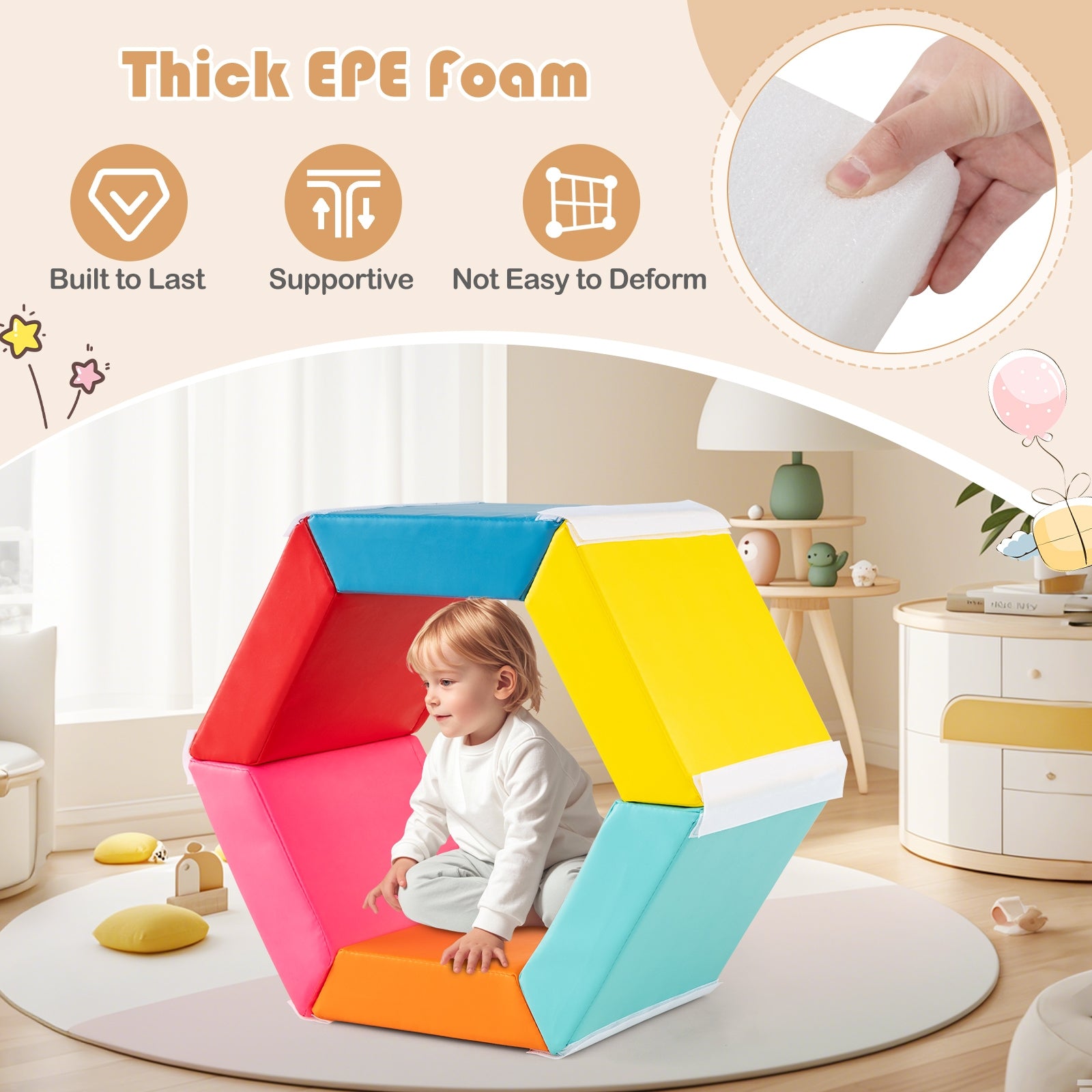 Hexagon Kids Ball Pit, Foam Climbing Exercise Mat, Multicolor Climbers & Slides at Gallery Canada