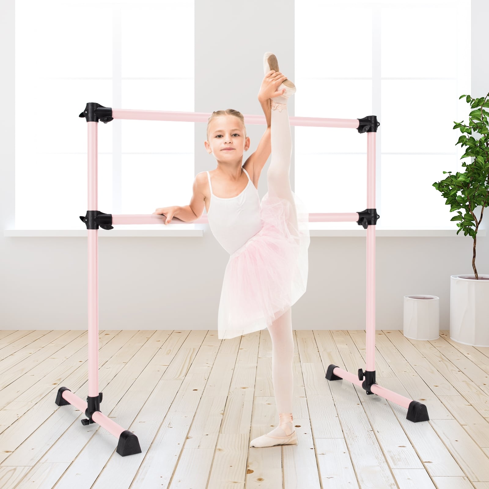 4 Feet Ballet Barre, Adjustable Height, Pink Yoga Accessories at Gallery Canada