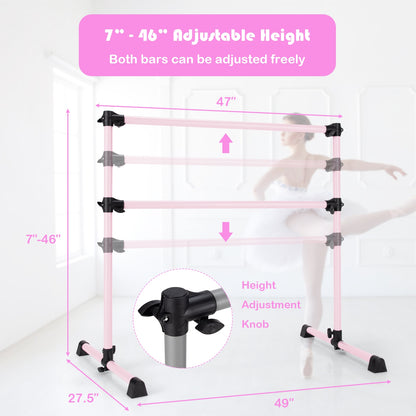 4 Feet Ballet Barre, Adjustable Height, Pink Yoga Accessories at Gallery Canada