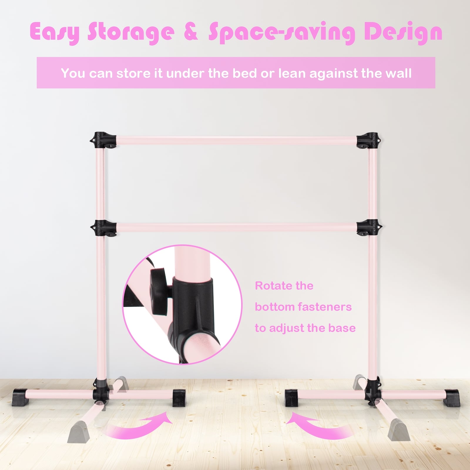 4 Feet Ballet Barre, Adjustable Height, Pink Yoga Accessories at Gallery Canada