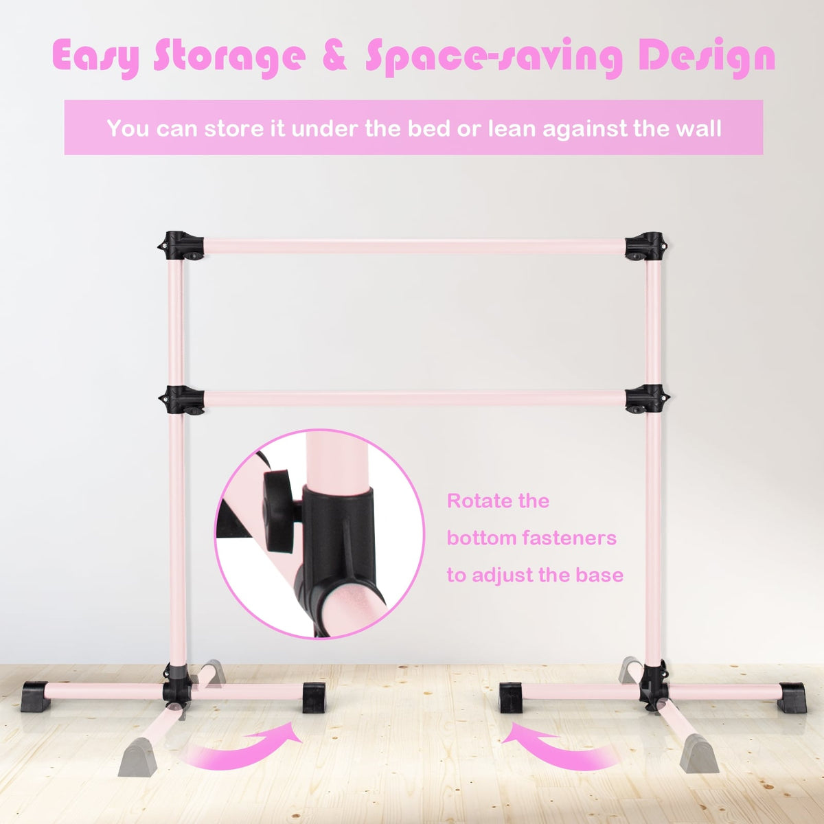 4 Feet Ballet Barre, Adjustable Height, Pink Yoga Accessories at Gallery Canada
