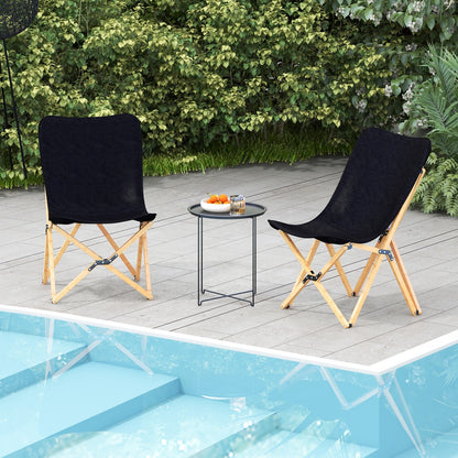 Bamboo Dorm Chair Set of 2, With Storage Pocket, Black Camping Furniture at Gallery Canada