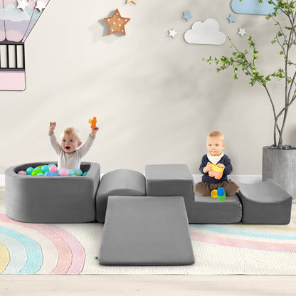 5-Piece Climb And Crawl Playset With Ball Pit, Gray Baby Gyms & Playmats at Gallery Canada