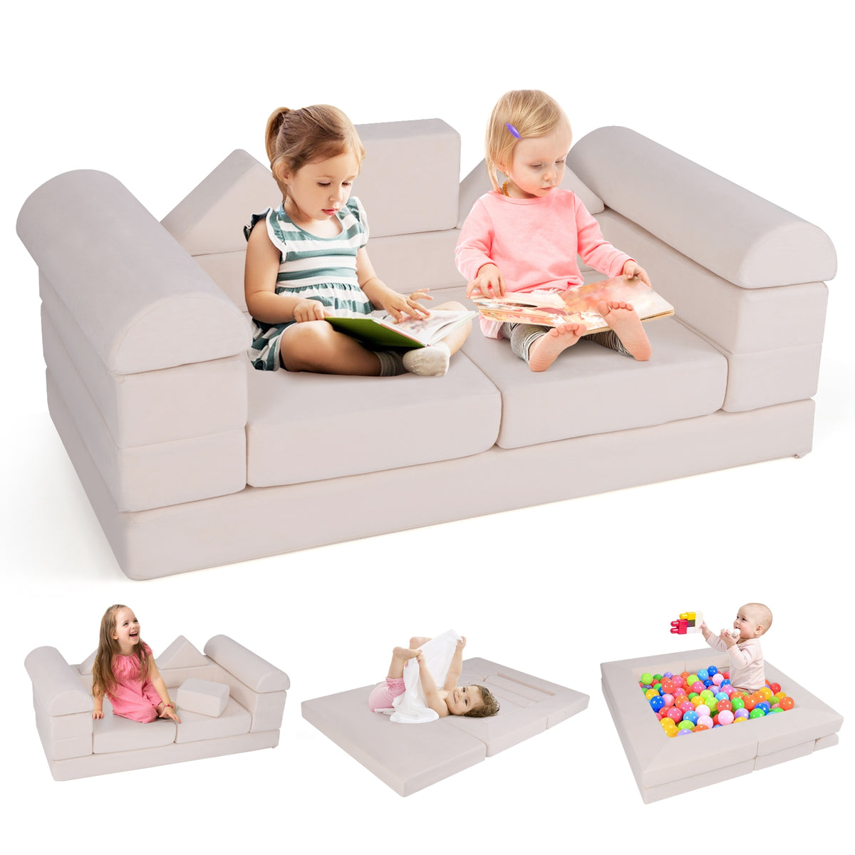 9-Piece Climb And Crawl Foam Playset, Beige Baby Gyms & Playmats at Gallery Canada