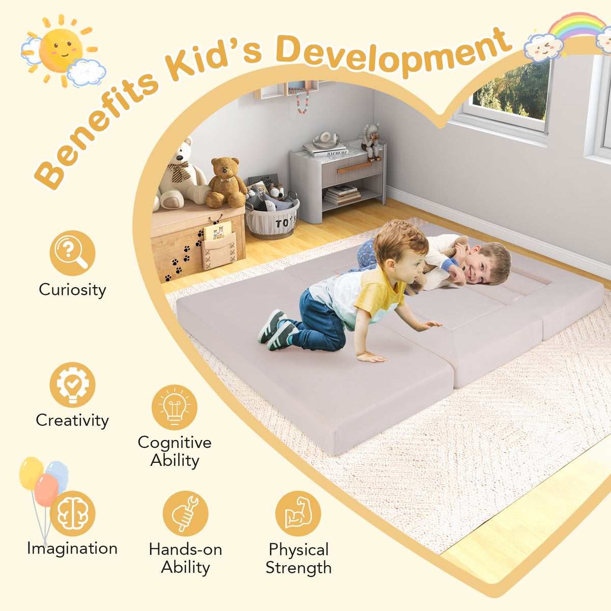 9-Piece Climb And Crawl Foam Playset, Beige Baby Gyms & Playmats at Gallery Canada