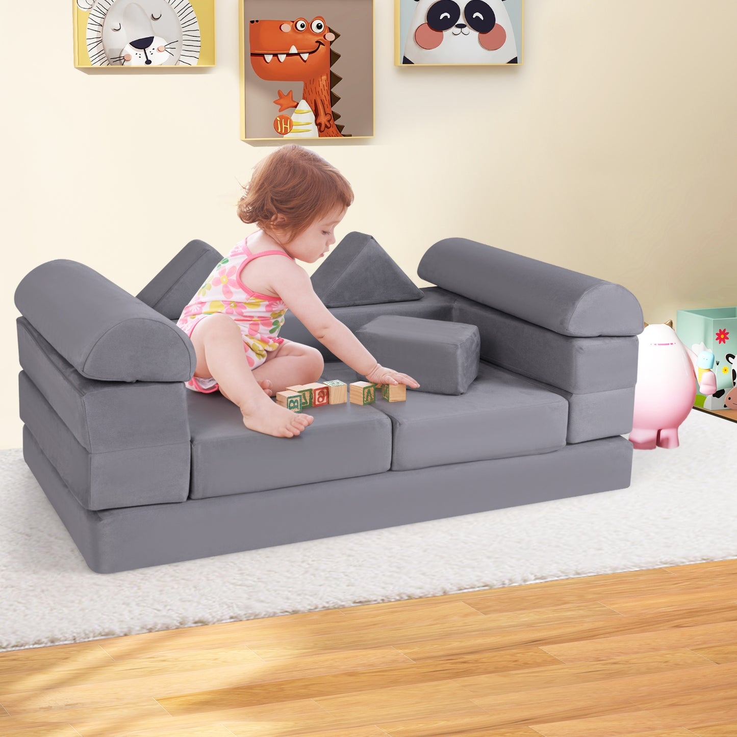 9-Piece Climb And Crawl Foam Playset, Gray Baby Gyms & Playmats at Gallery Canada