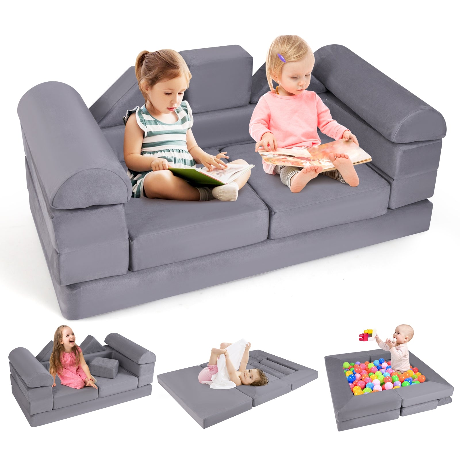 9-Piece Climb And Crawl Foam Playset, Gray Baby Gyms & Playmats at Gallery Canada