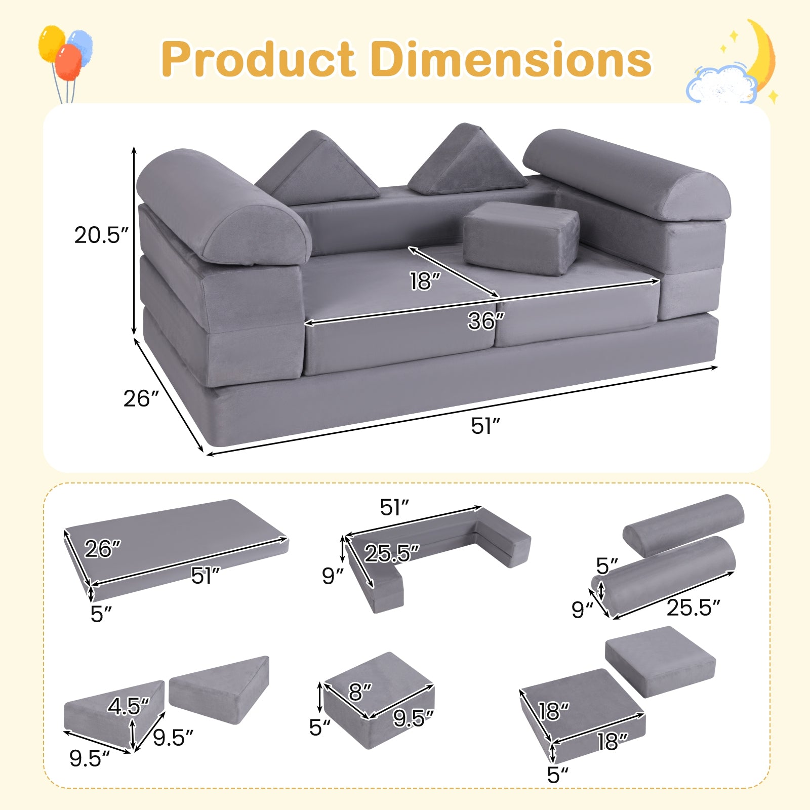 9-Piece Climb And Crawl Foam Playset, Gray Baby Gyms & Playmats at Gallery Canada