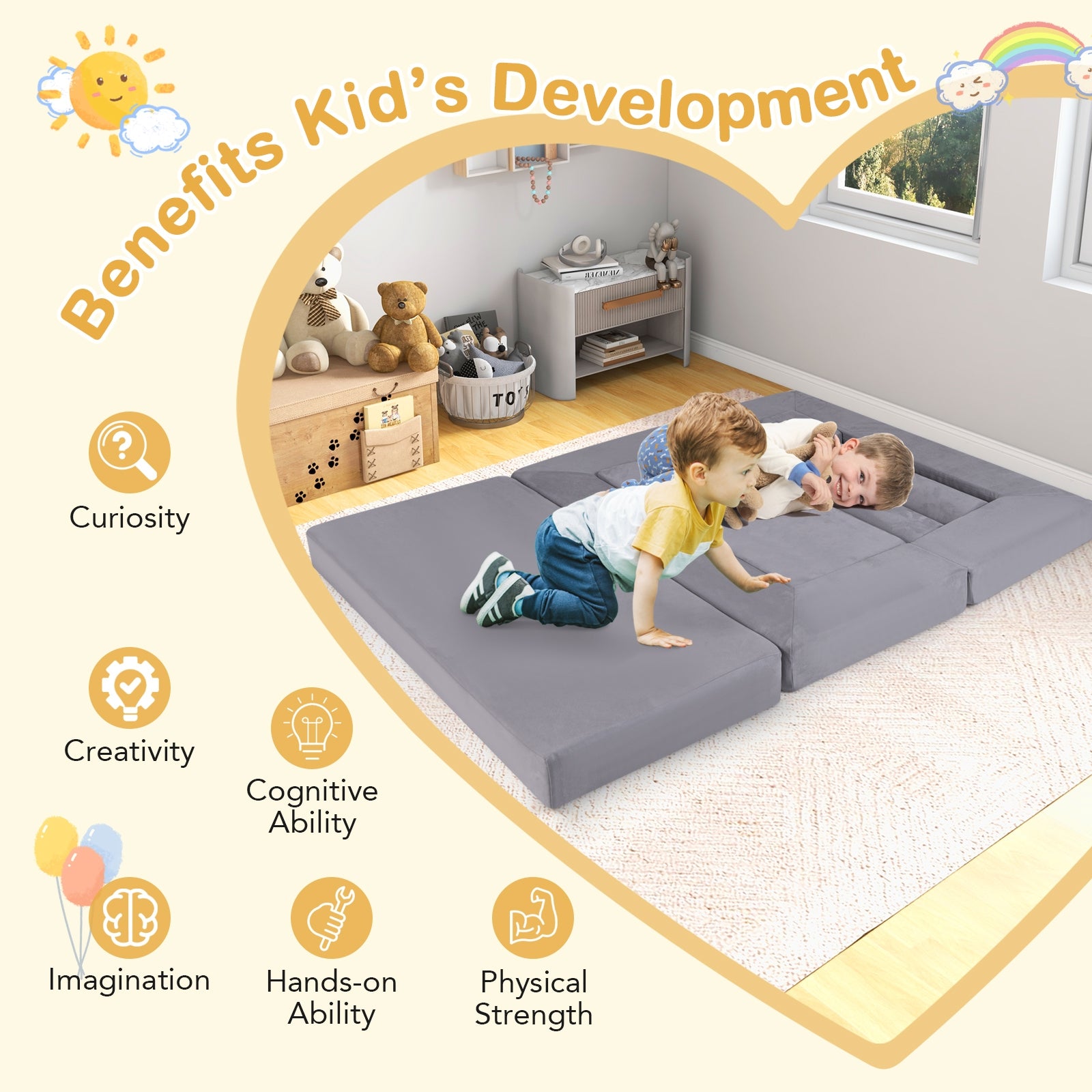 9-Piece Climb And Crawl Foam Playset, Gray Baby Gyms & Playmats at Gallery Canada