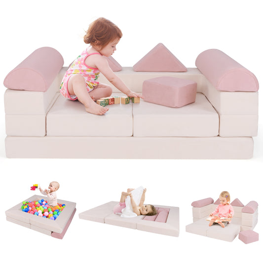 9-Piece Climb And Crawl Foam Playset, Pink Baby Gyms & Playmats Pink at Gallery Canada