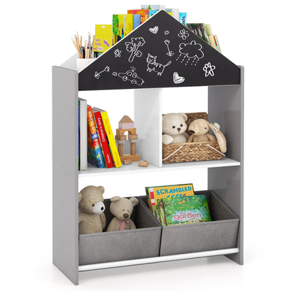 Kids Playhouse Bookshelf With Chalkboard, Whiteboard, Gray Kids Storage at Gallery Canada
