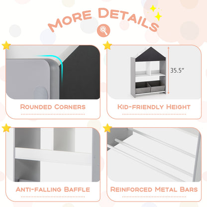 Kids Playhouse Bookshelf With Chalkboard, Whiteboard, Gray Kids Storage at Gallery Canada