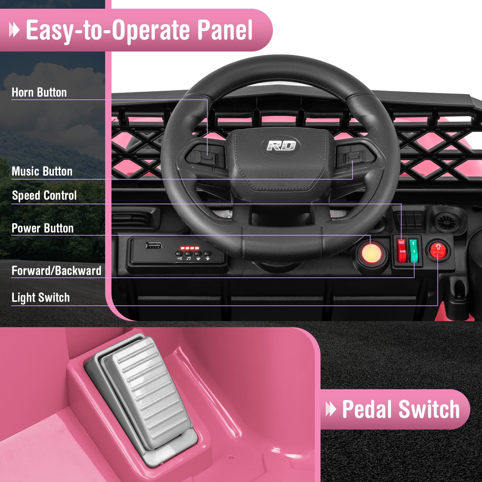 12V Kids Ride On Truck, With Remote And Music, Pink Powered Ride On Toys at Gallery Canada