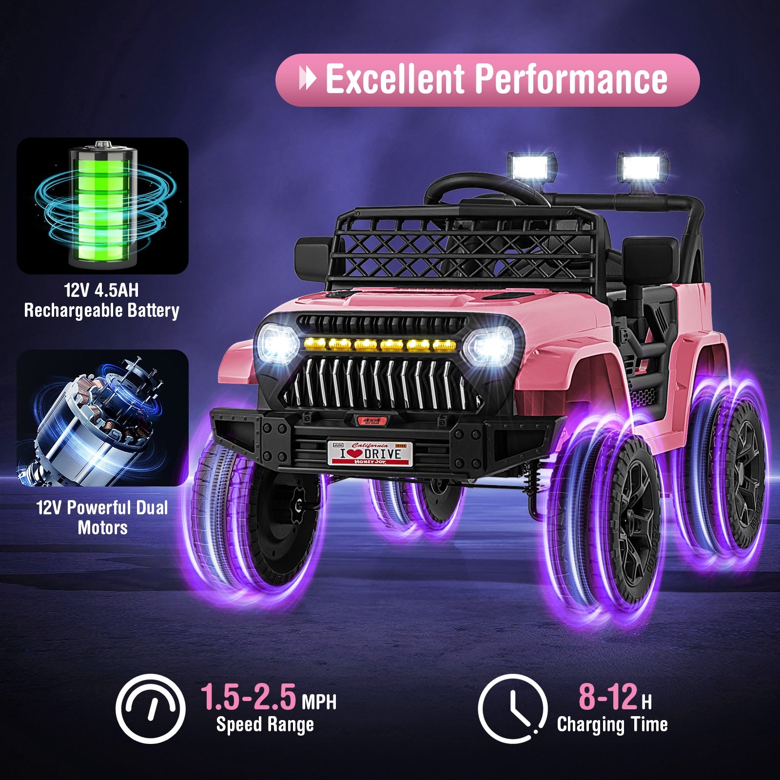12V Kids Ride On Truck, With Remote And Music, Pink Powered Ride On Toys at Gallery Canada