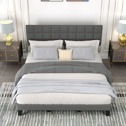 King Size Bed Frame With Adjustable Headboard, Gray Simple Bed Frame at Gallery Canada