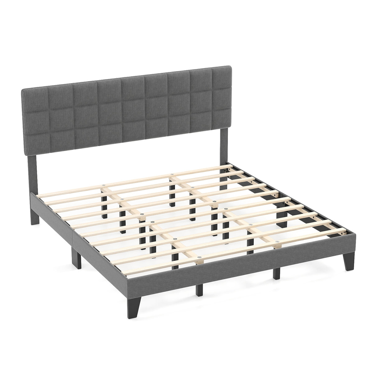 King Size Bed Frame With Adjustable Headboard, Gray Simple Bed Frame at Gallery Canada