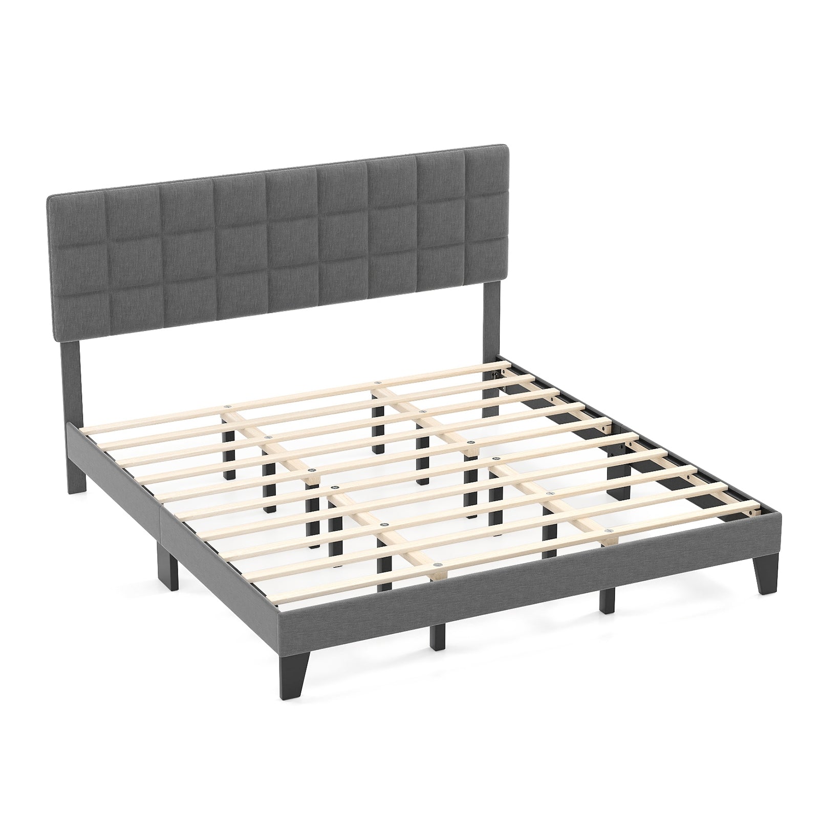 King Size Bed Frame With Adjustable Headboard, Gray Simple Bed Frame Gray at Gallery Canada