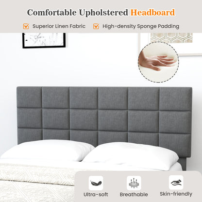 Queen Size Modern Linen Bed Frame, Adjustable Headboard, Gray Simple Bed Frame at Gallery Canada