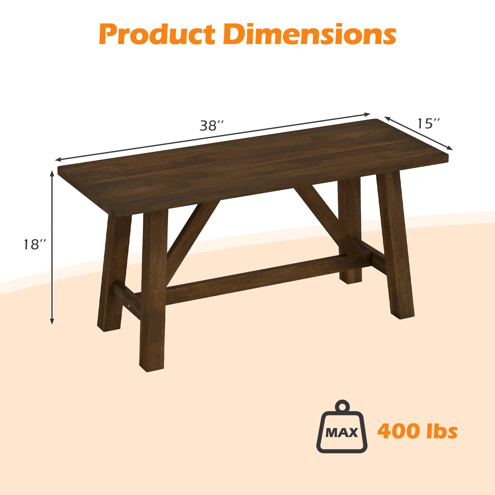 Wooden Entryway Bench, Farmhouse Dining Bench, 400 LBS Weight Capacity, Brown Shoe Racks & Storage Benches at Gallery Canada
