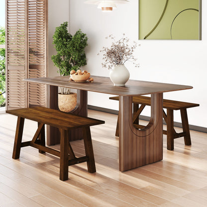 Wooden Entryway Bench, Farmhouse Dining Bench, 400 LBS Weight Capacity, Brown Shoe Racks & Storage Benches at Gallery Canada