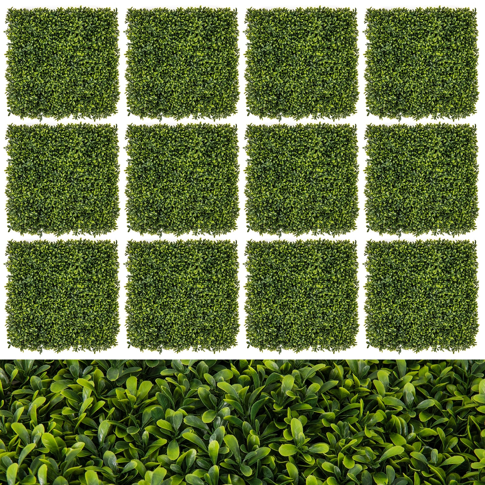 12 Pcs 20 Inch x 20 Inch Artificial Hedge Boxwood Panel, Green Decorative Fencing & Flooring at Gallery Canada