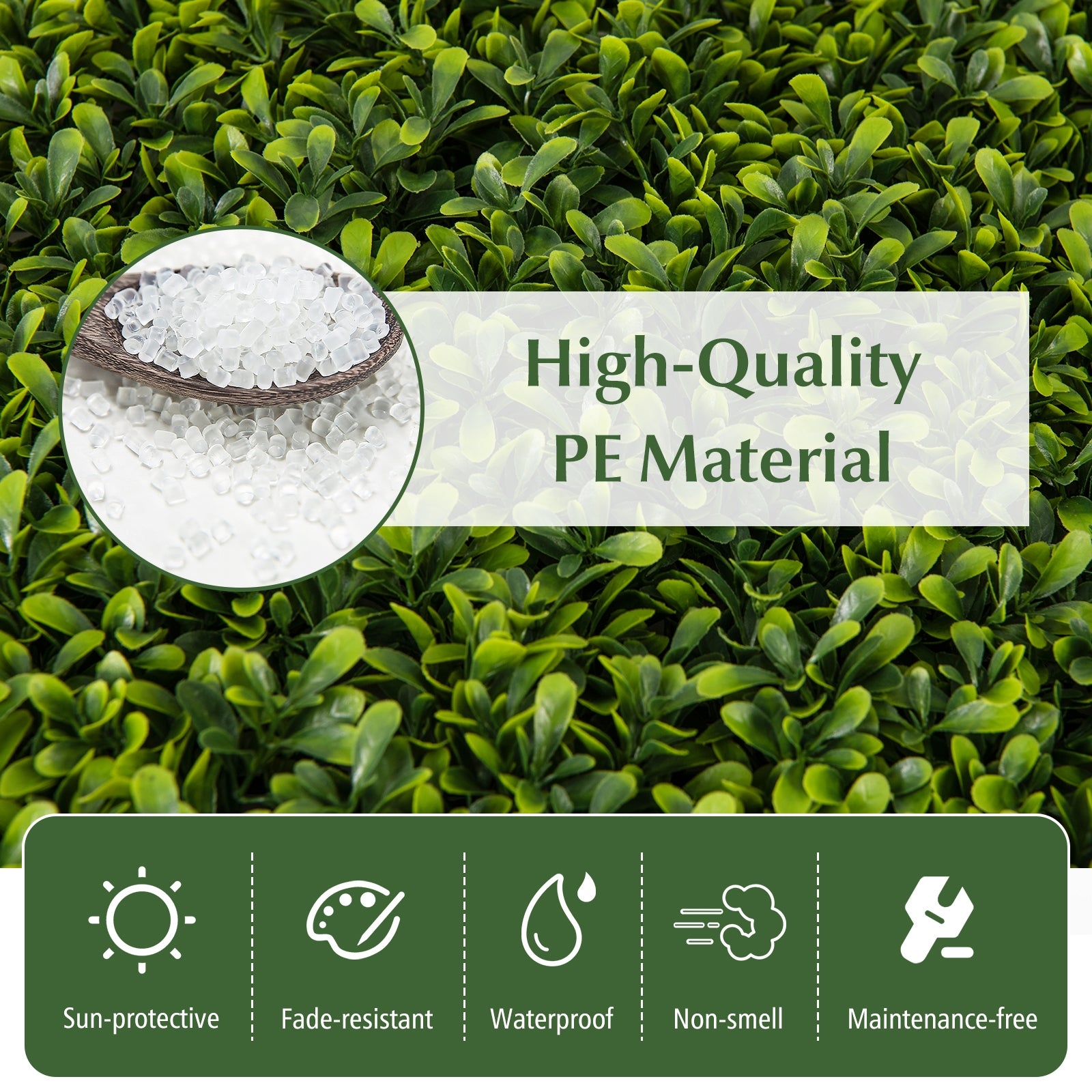12 Pcs 20 Inch x 20 Inch Artificial Hedge Boxwood Panel, Green Decorative Fencing & Flooring at Gallery Canada