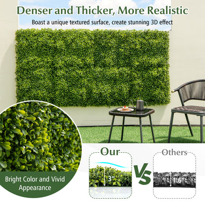 12 Pcs 20 Inch x 20 Inch Artificial Hedge Boxwood Panel, Green Decorative Fencing & Flooring at Gallery Canada
