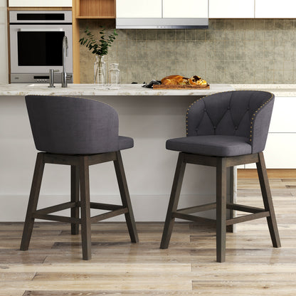 Counter Height Fabric Bar Stools, Set of 2, Gray Bar Stools at Gallery Canada