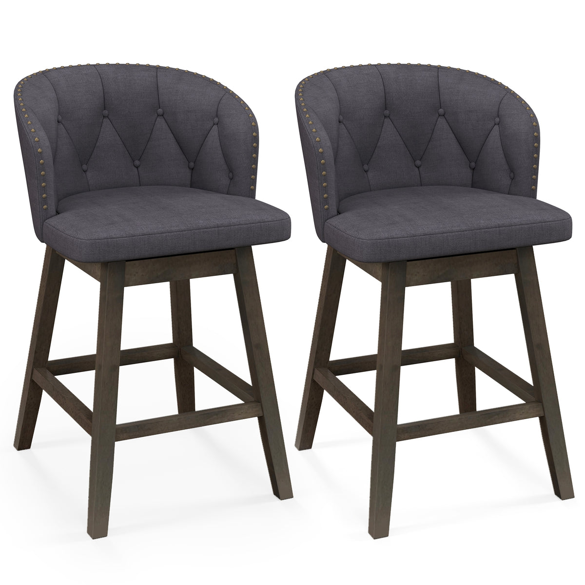 Counter Height Fabric Bar Stools, Set of 2, Gray Bar Stools Gray at Gallery Canada
