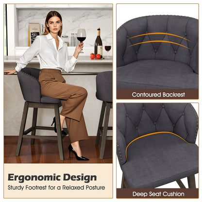 Counter Height Fabric Bar Stools, Set of 2, Gray Bar Stools at Gallery Canada