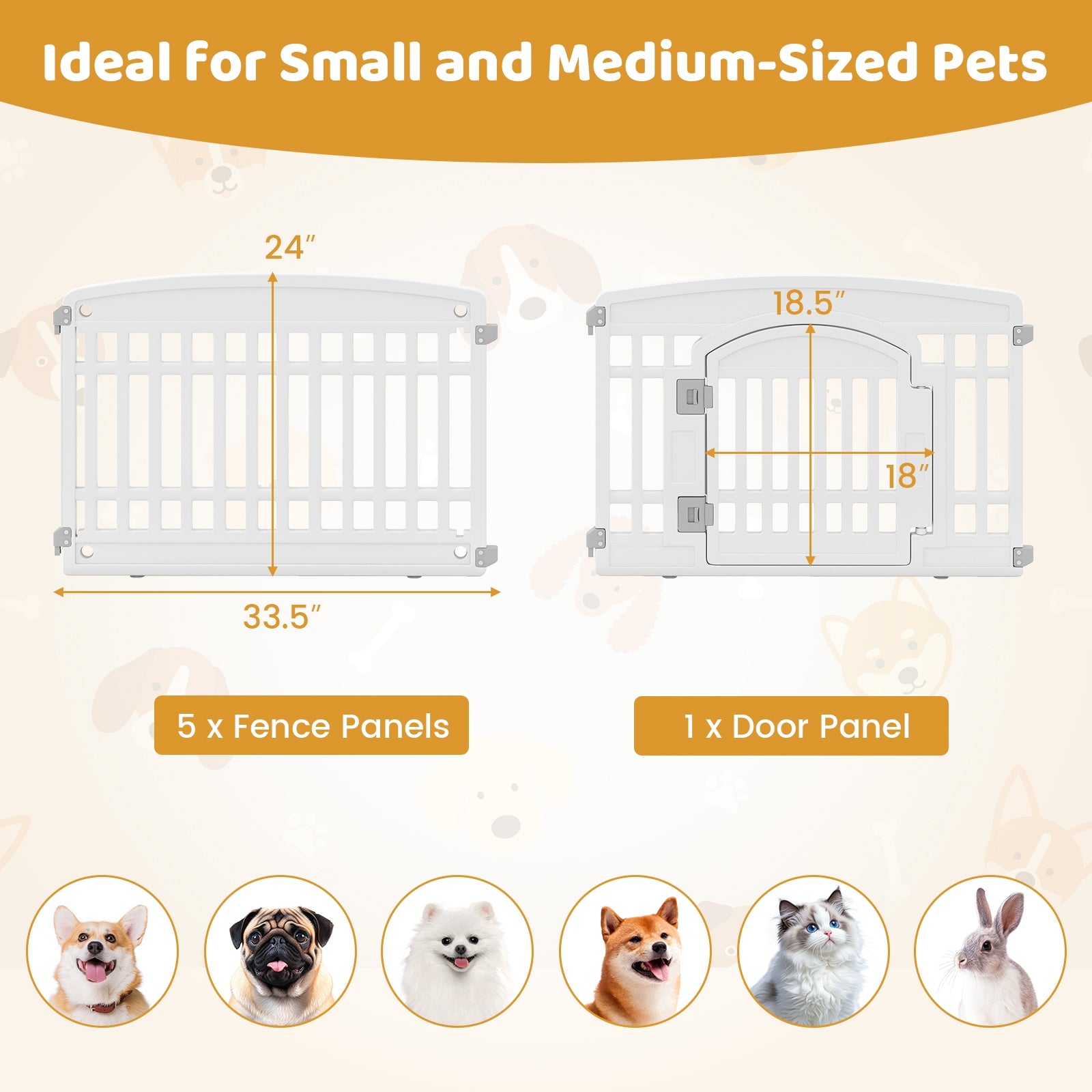 6-Panel Plastic Dog Playpen, 24 Inch, White Pet Gate at Gallery Canada