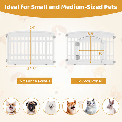 6-Panel Plastic Dog Playpen, 24 Inch, White Pet Gate at Gallery Canada