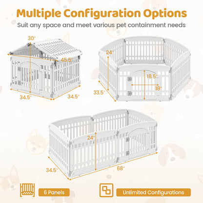 6-Panel Plastic Dog Playpen, 24 Inch, White Pet Gate at Gallery Canada