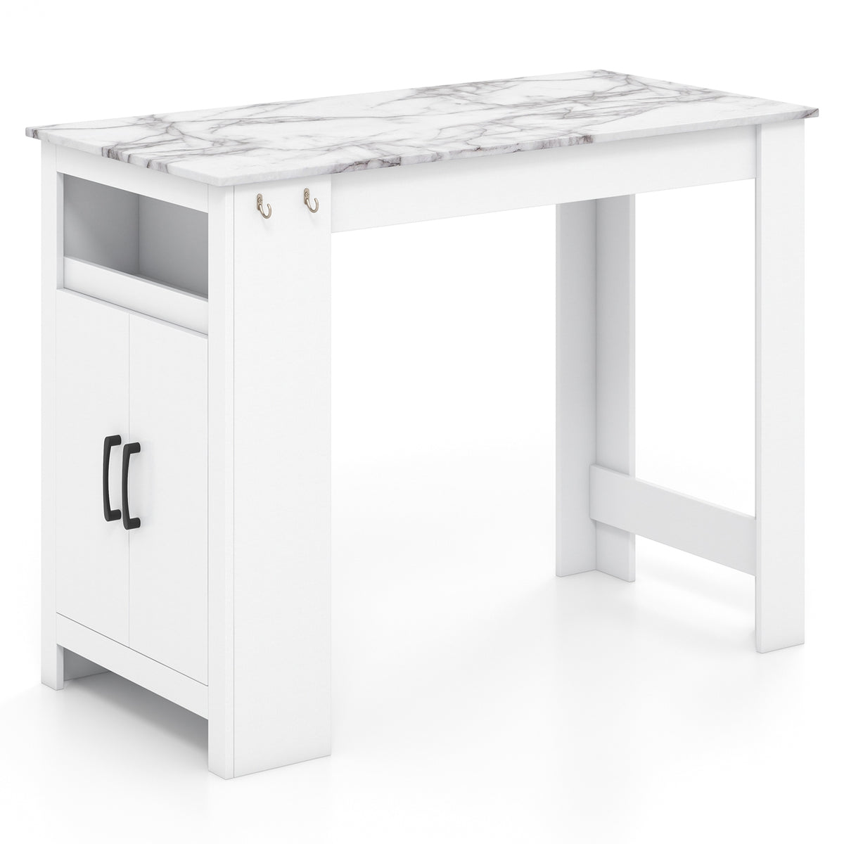 Faux Marble Bar Table With Hanging Hooks, White Dining Tables at Gallery Canada