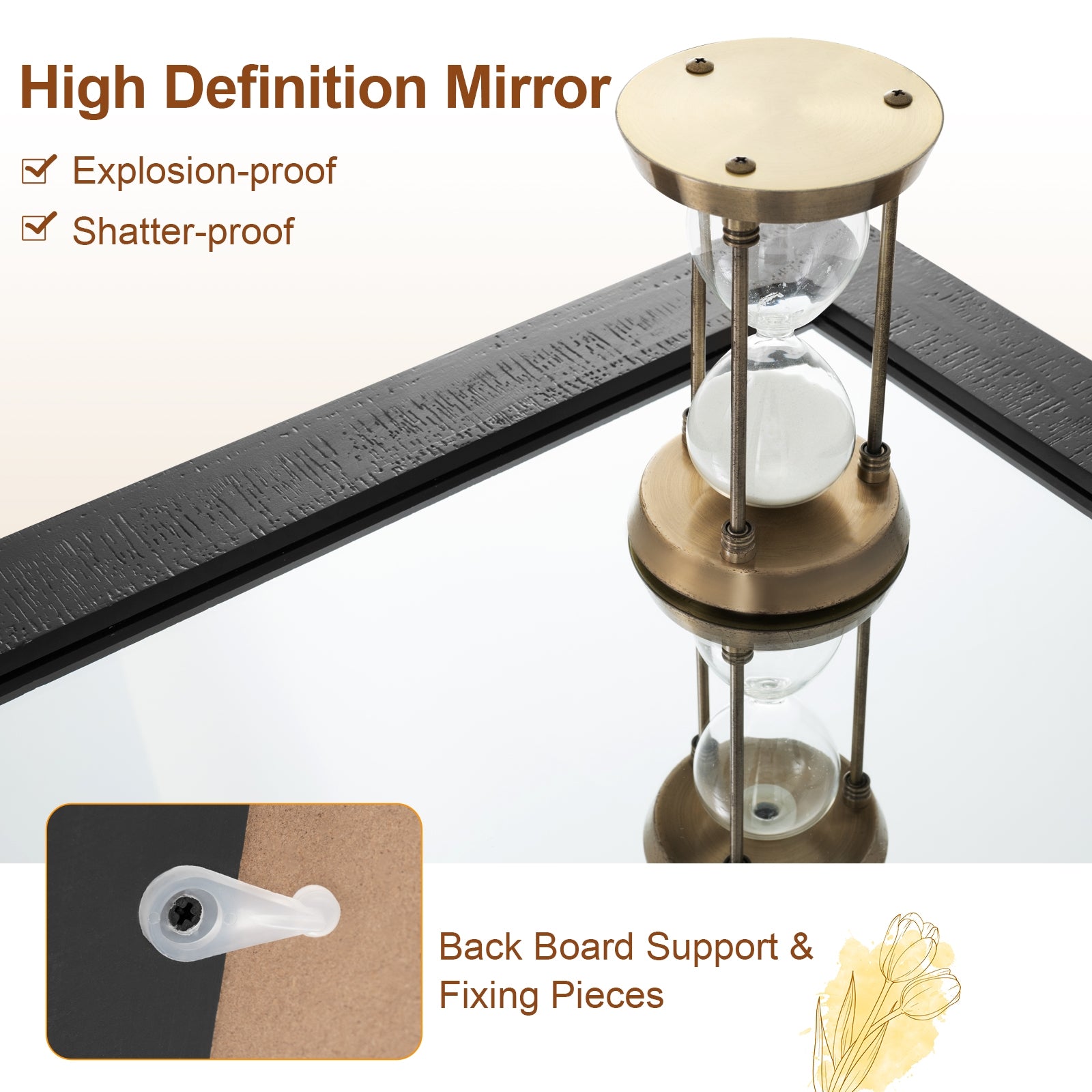 Rectangle Barn Door Wall Mirror, Solid Wood Frame, Black Wall Mirrors at Gallery Canada