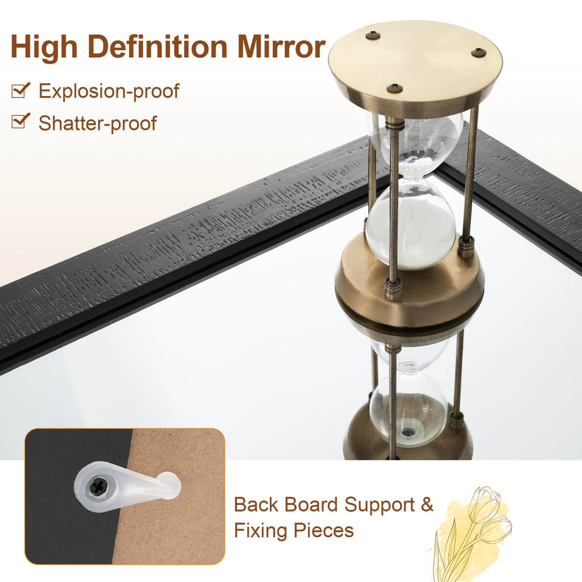 Rectangle Barn Door Wall Mirror, Solid Wood Frame, Black Wall Mirrors at Gallery Canada
