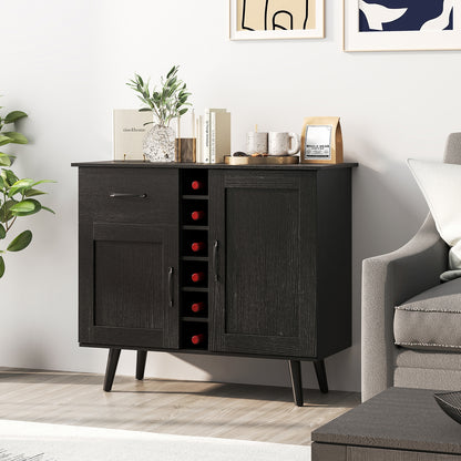 Modern Wine Bar Buffet Cabinet, 6-Bottle Wine Rack, Black Sideboards Cabinets & Buffets at Gallery Canada