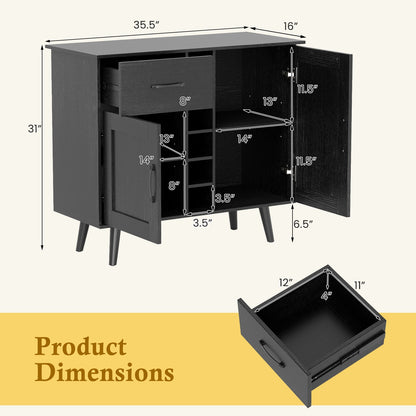 Modern Wine Bar Buffet Cabinet, 6-Bottle Wine Rack, Black Sideboards Cabinets & Buffets at Gallery Canada