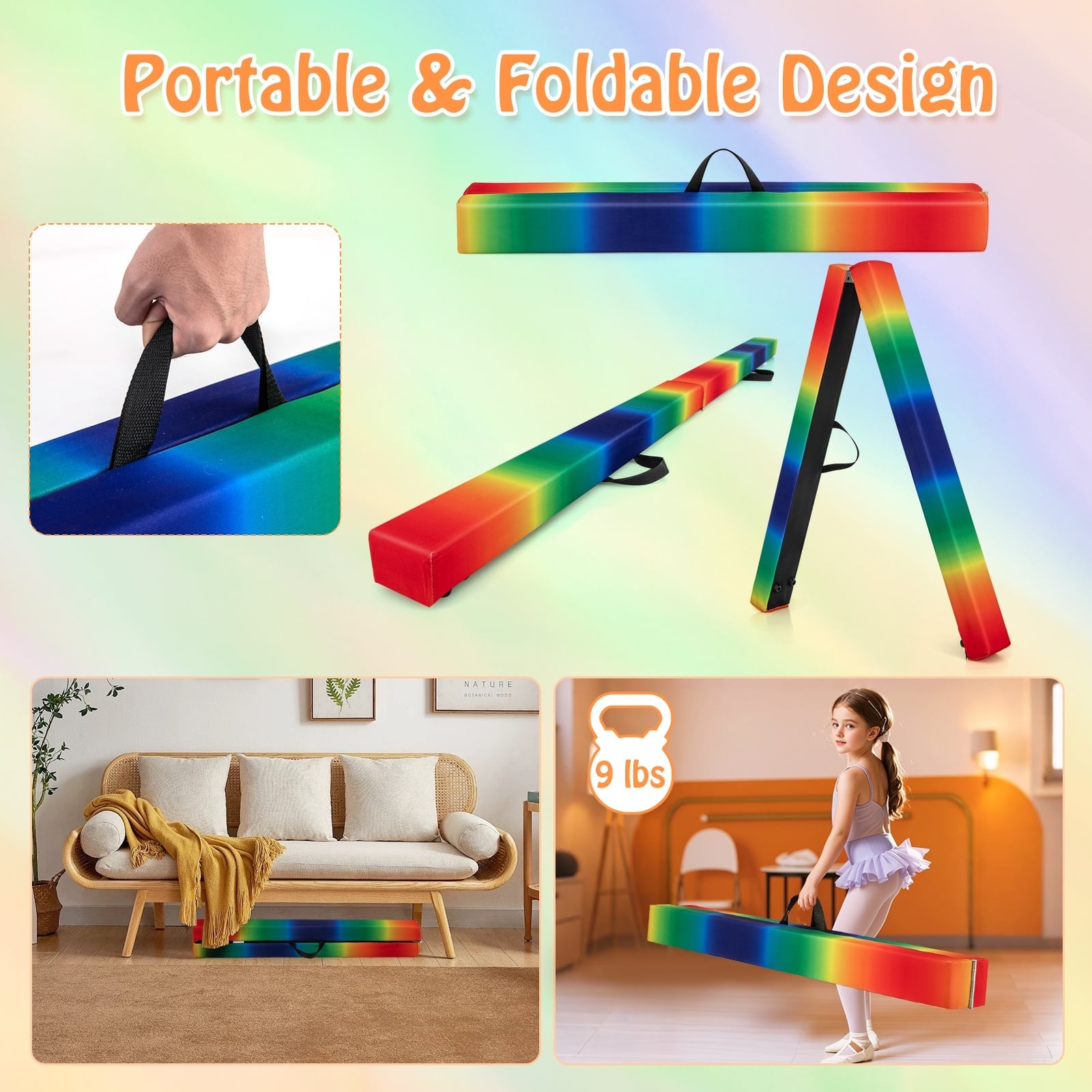 7 Feet Folding Portable Floor Balance Beam, Multicolor Toy Sports at Gallery Canada