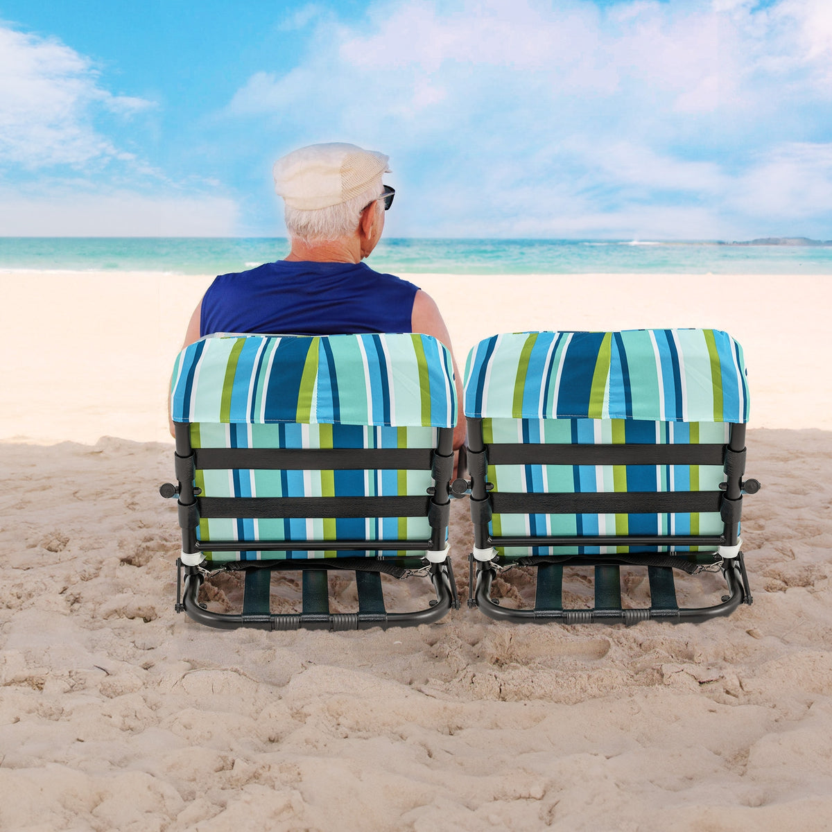 Low Folding Beach Chairs, 2 Pack With Cushion, Blue Beach & Lawn Chairs at Gallery Canada