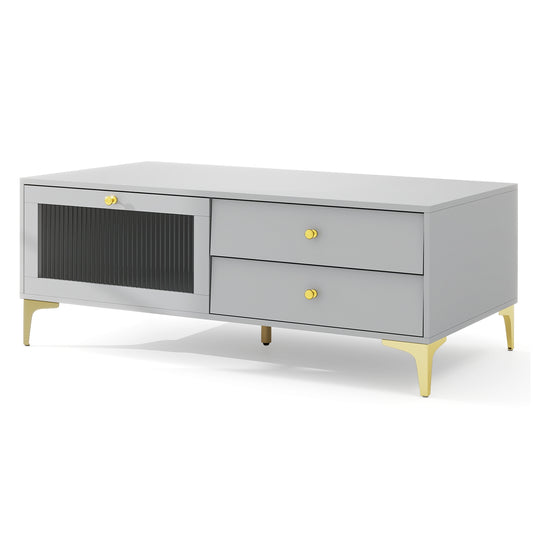 TV Stand With Compartment And Drawers, 55 Inch, Gray Entertainment Centers & TV Stands Gray at Gallery Canada