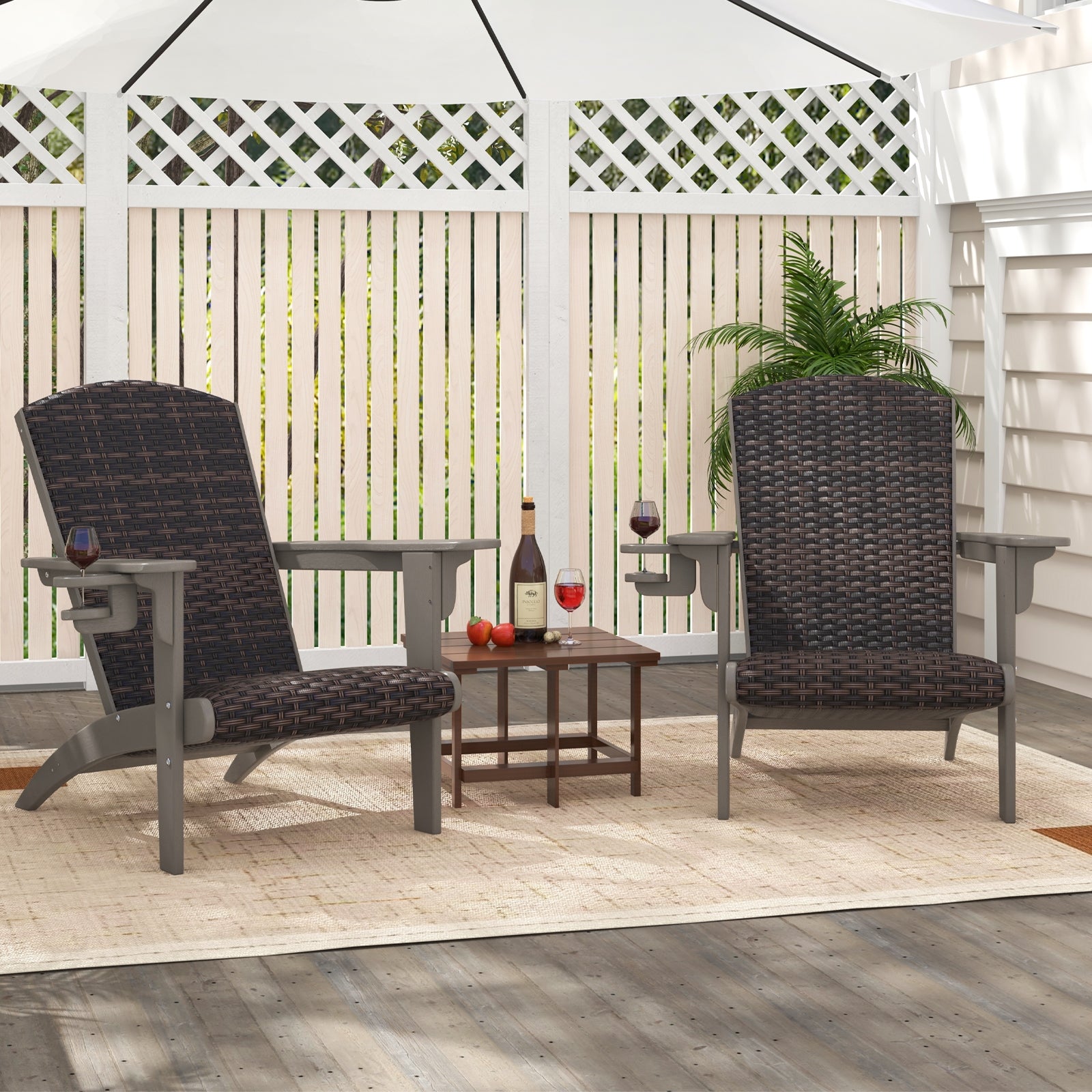 Patio Adirondack Chair, Rattan Padded Seat, Hidden Cupholder, Gray Adirondack Chairs at Gallery Canada