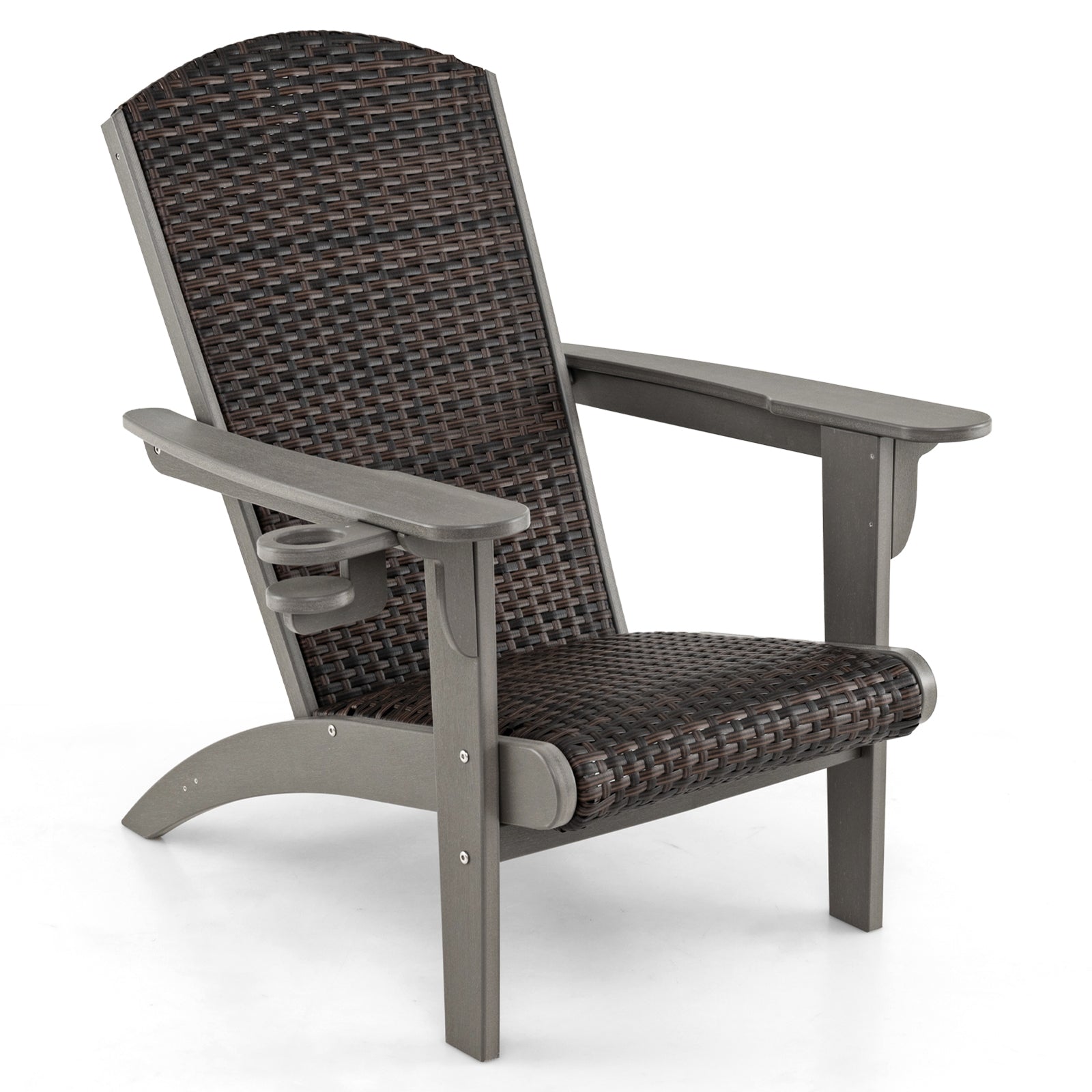 Patio Adirondack Chair, Rattan Padded Seat, Hidden Cupholder, Gray Adirondack Chairs Gray at Gallery Canada