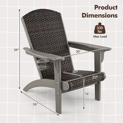 Patio Adirondack Chair, Rattan Padded Seat, Hidden Cupholder, Gray Adirondack Chairs at Gallery Canada