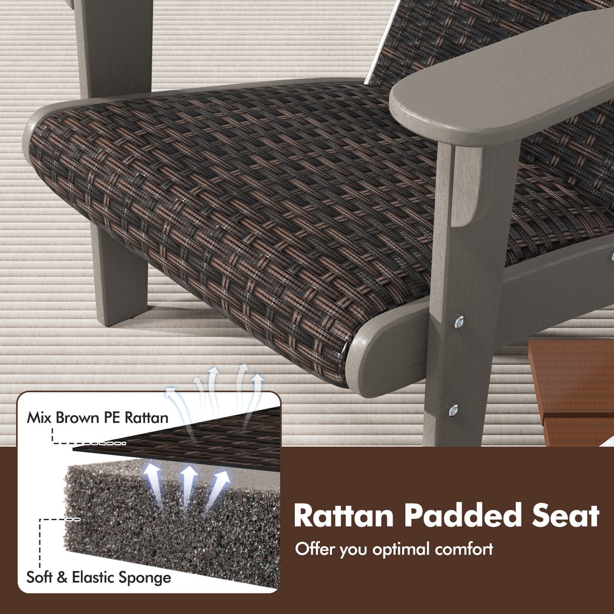 Patio Adirondack Chair, Rattan Padded Seat, Hidden Cupholder, Gray Adirondack Chairs at Gallery Canada