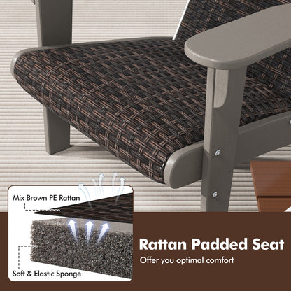Patio Adirondack Chair, Rattan Padded Seat, Hidden Cupholder, Gray Adirondack Chairs at Gallery Canada